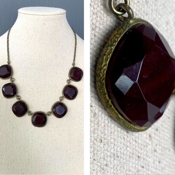 Gerard Yosca Other - Gerard Yosca Vintage Chunky Statement Necklace Antique Gold Handmade Brown Glam